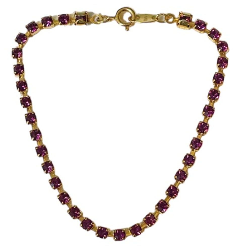 Vintage Avon gold purple stone flexible tennis style bracelet 7.5”